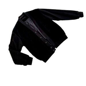 Men’s Saxony black genuine leather suede & knit lined bomber jacket size small